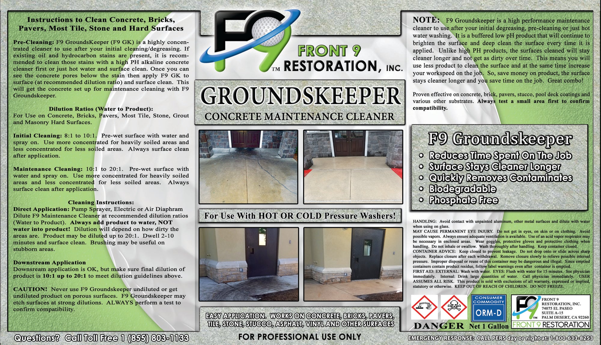 F9 Groundskeeper – Concrete Maintenance Cleaner (4 gal case) - Bull Dog Pro Sirocco